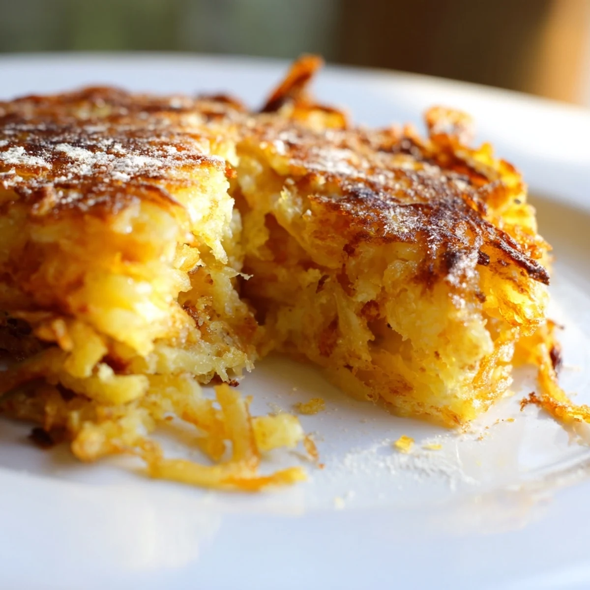 Fluffy inside and crispy out, a close-up of the delicious Secret 4-Ingredient Mashed Potato Cakes.