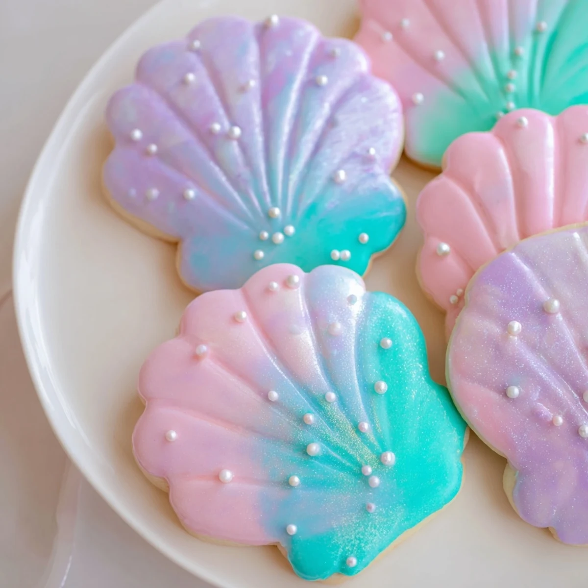 Enjoy these beautiful seashell sweets, decorated with pastel icing and sparkling edible pearls.