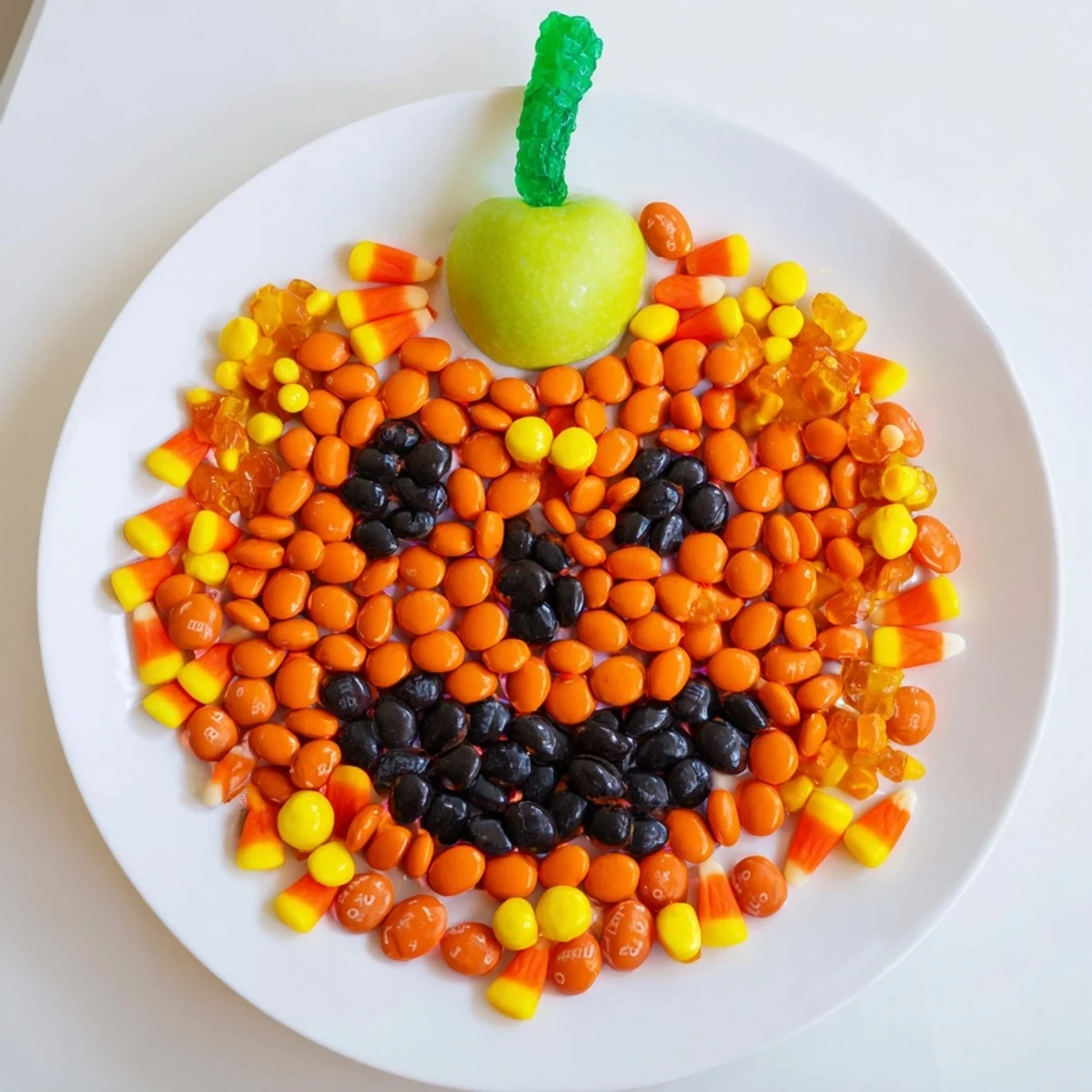 Sweet and fun: This vibrant Jack-o-Lantern Candy Board is ready to serve for your party.