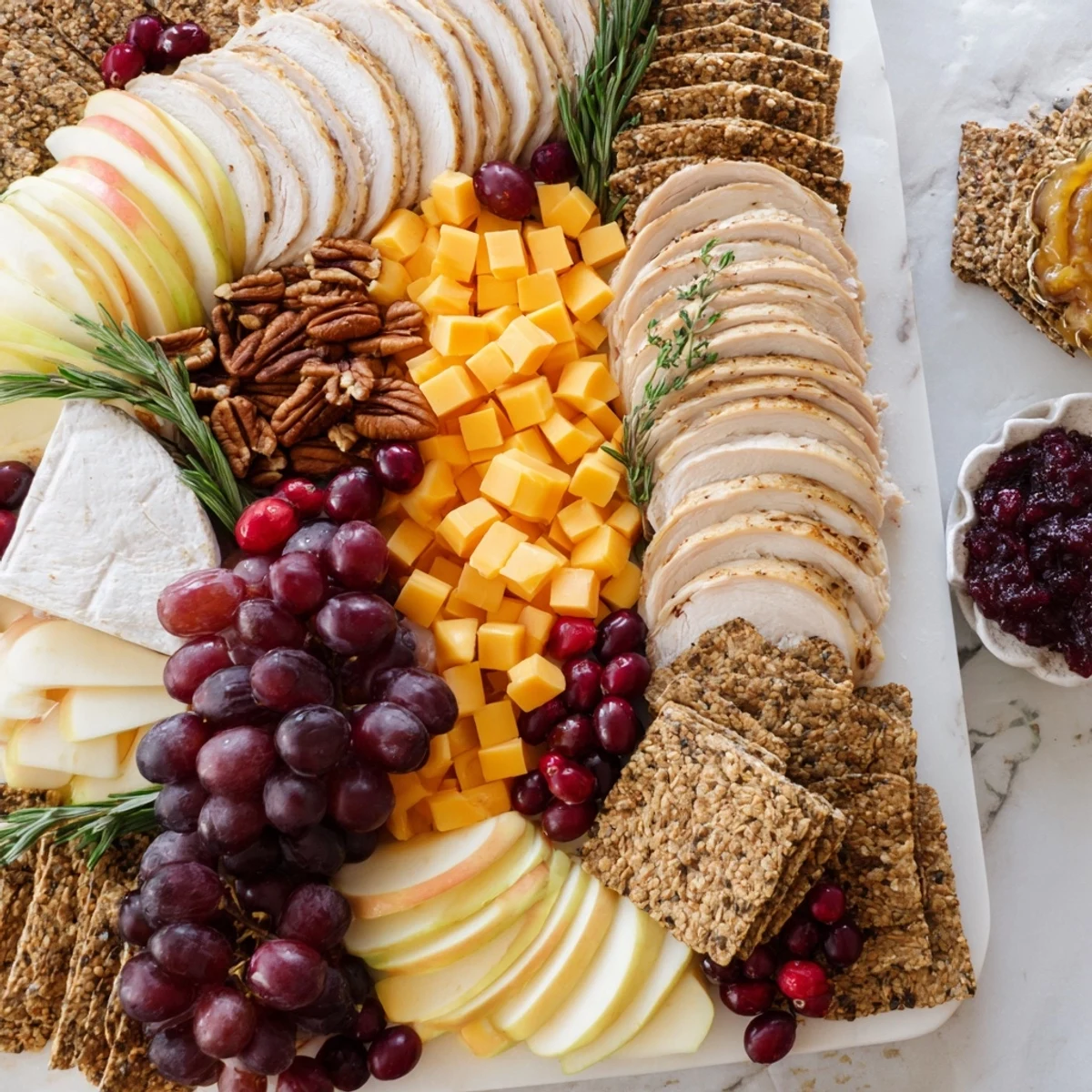 This easy Turkey Cheese and Cracker Board features a delicious assortment perfect for entertaining guests.
