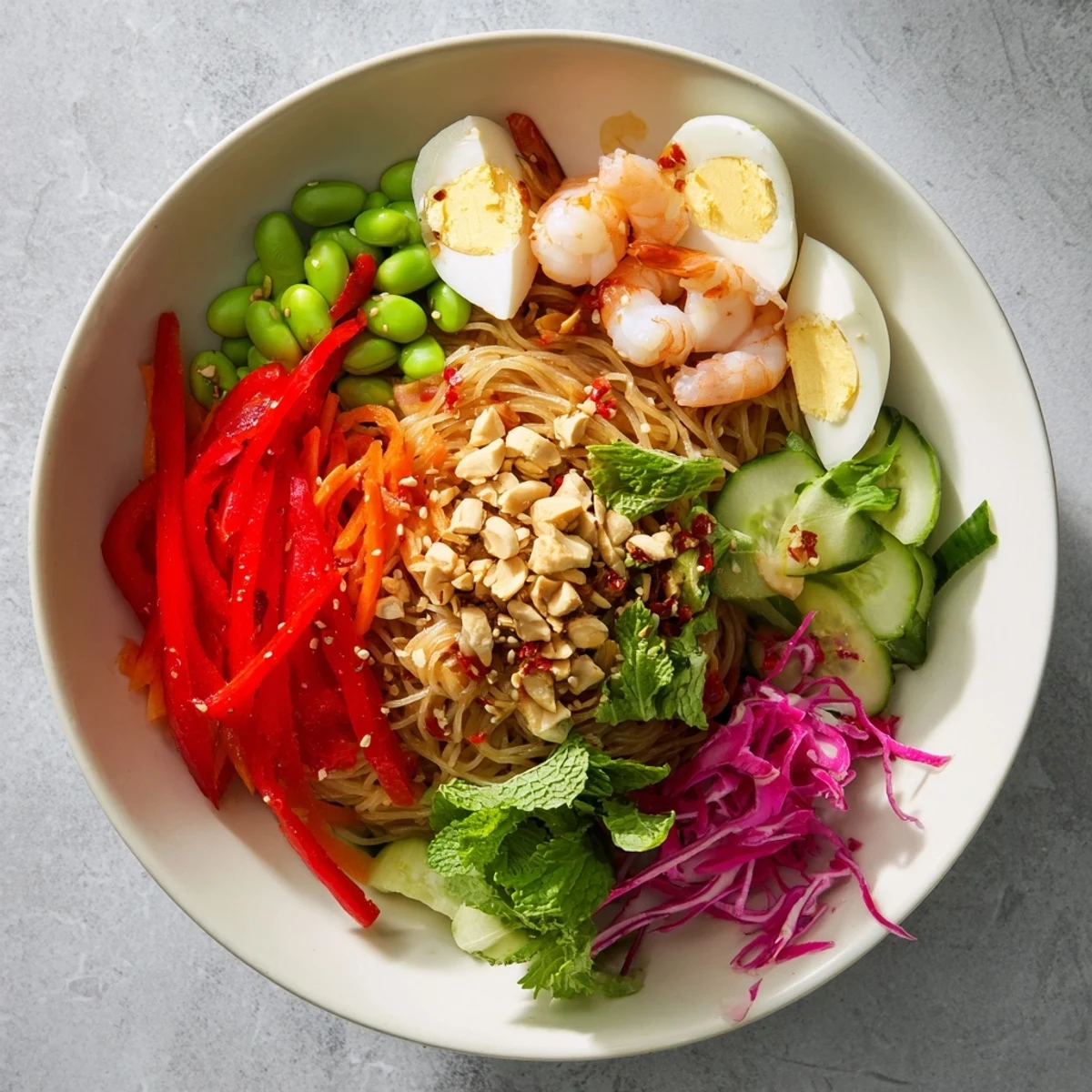 Here are the three ALT texts for the Asian Fusion Noodle Bowl: