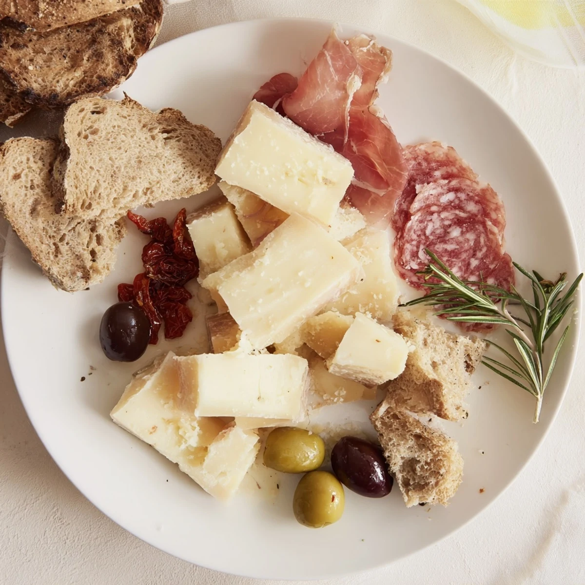 Sinnliches Rustikales italienisches Bauernbrett mit einer Auswahl an herzhaften Wurstsorten zum Teilen.