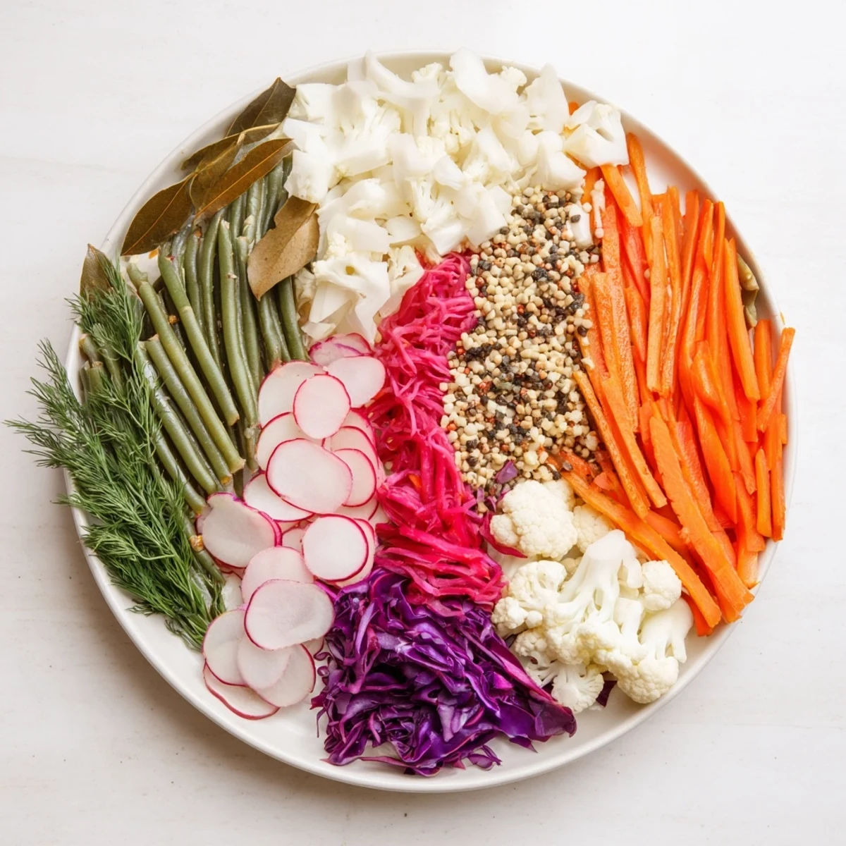 Close-up of The Pickled & Fermented Feast: vibrant, arranged pickles and ferments for an appetizer platter.