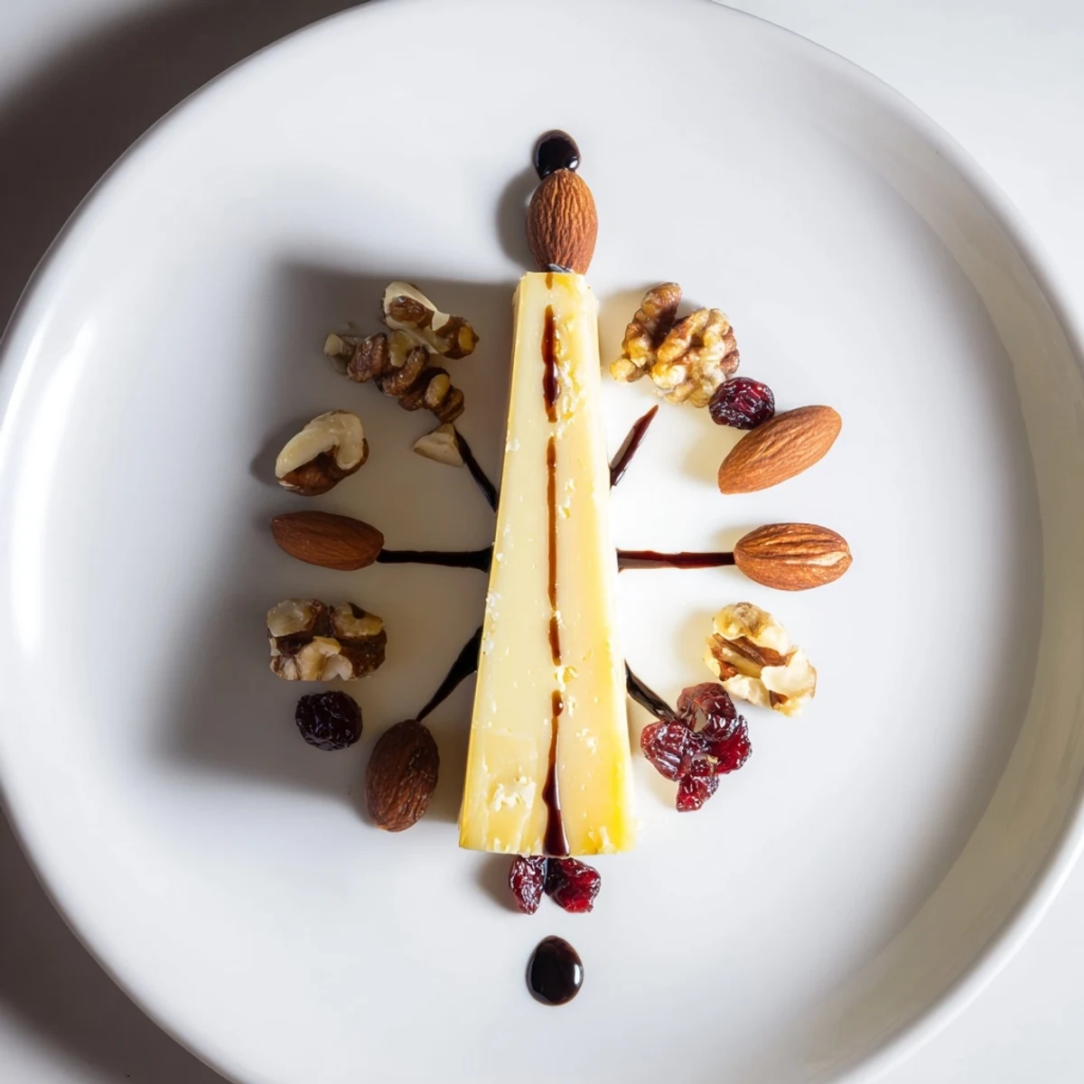 The Sundial cheese platter: a stunning appetizer arranged with nuts circling the hard cheese.