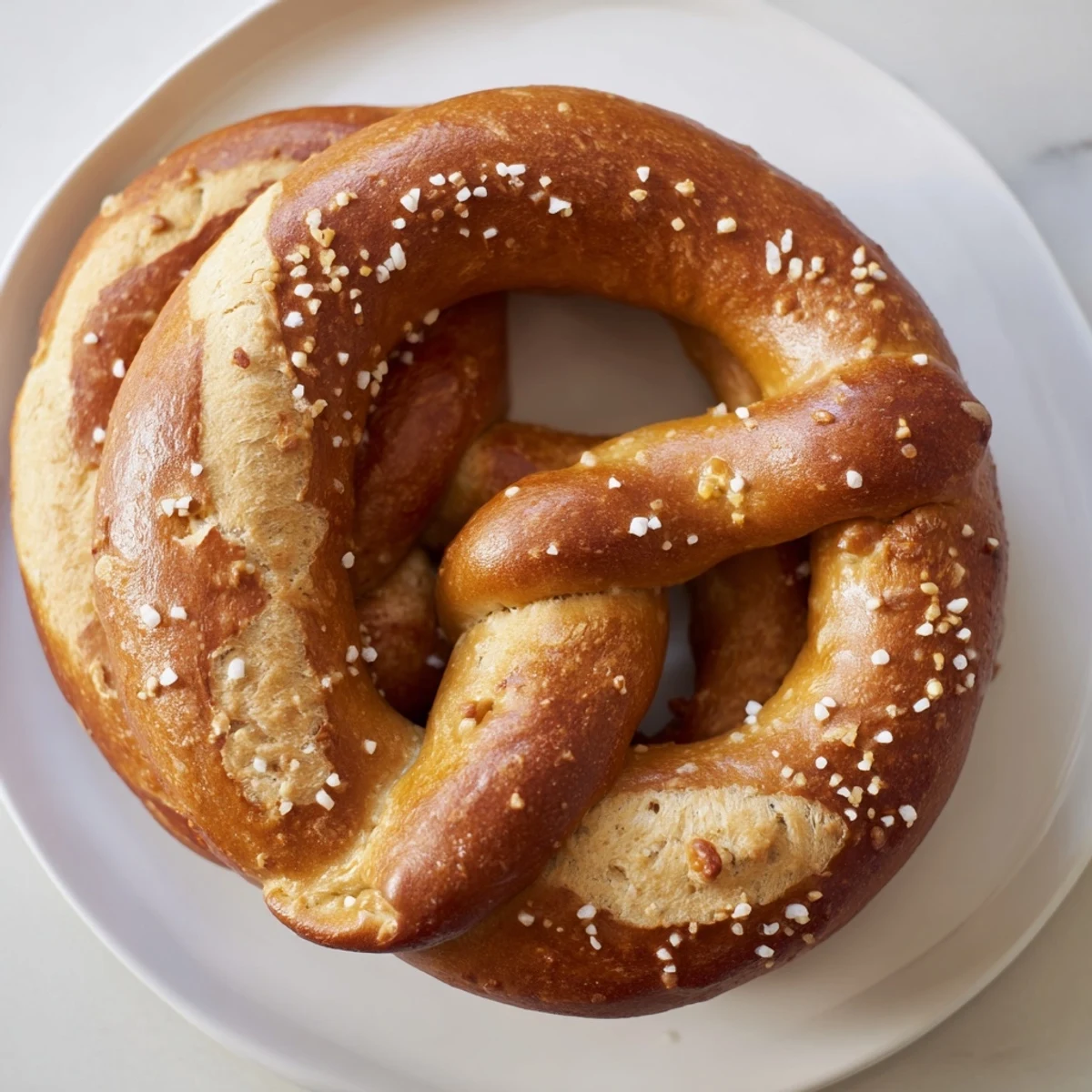 Golden brown Bretzels Anneau de Fête, generously salted and perfect for a festive gathering.