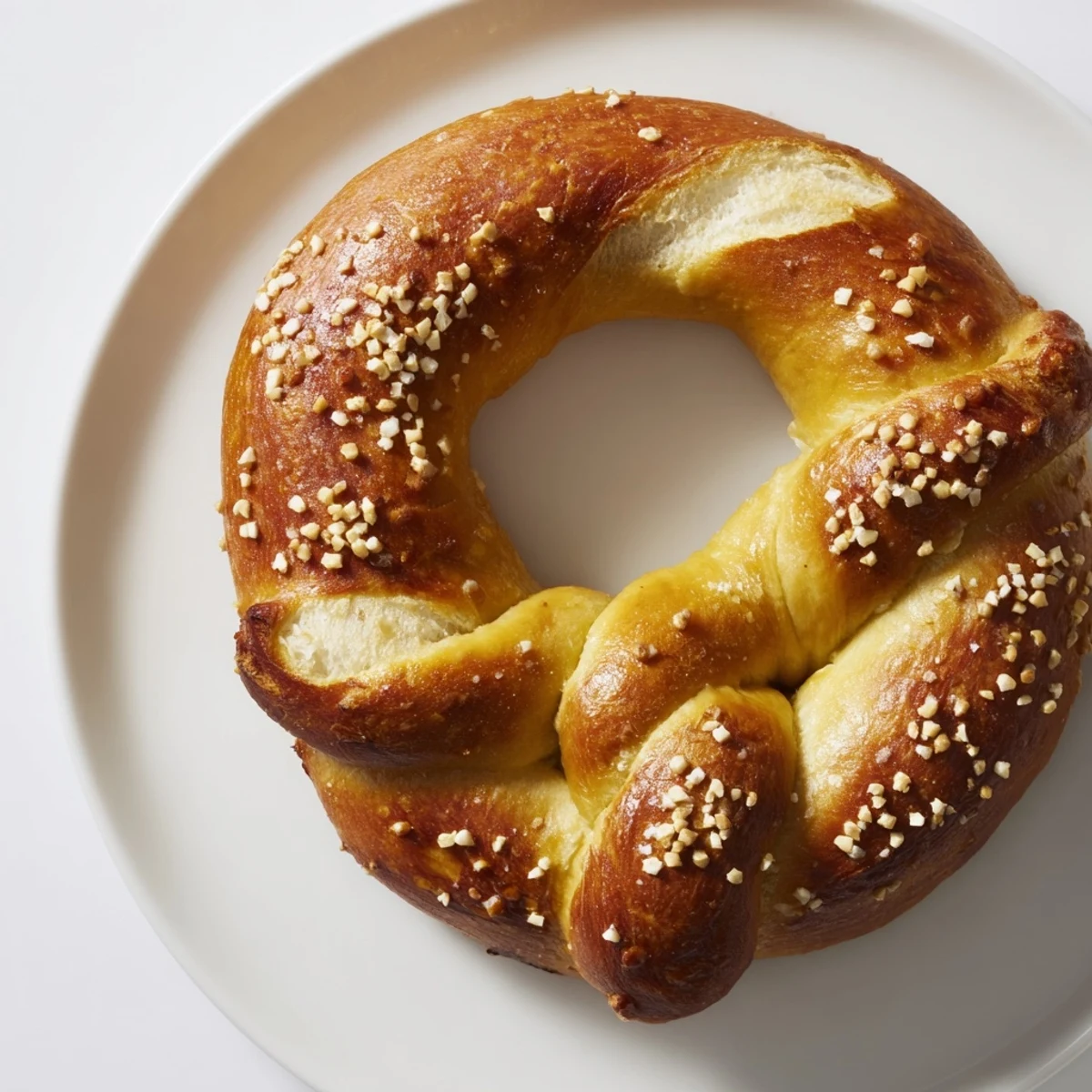 Warm, inviting image of freshly baked Bretzels Anneau de Fête, ready to be enjoyed with mustard.
