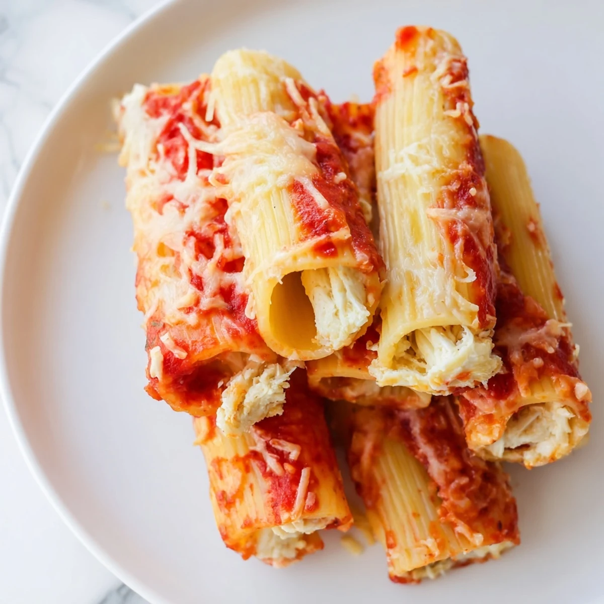A close-up of a bubbling, cheesy Honeycomb Pasta Bake, perfect for a comforting Italian dinner.