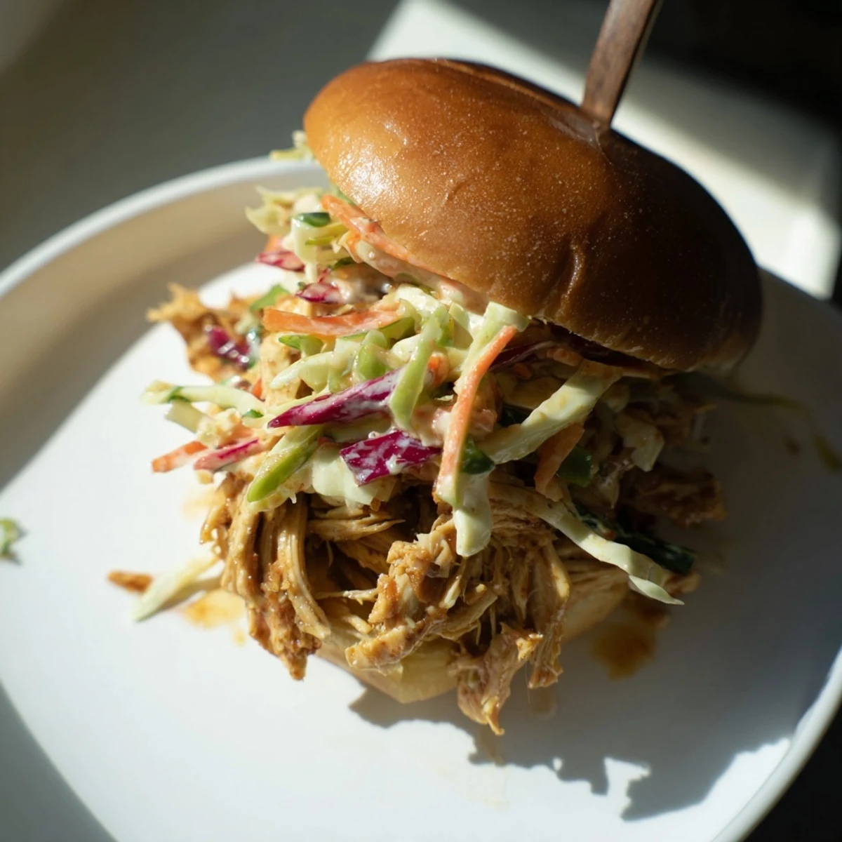 Tender Pulled Barbecue Chicken Sandwich