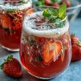 Ein erfrischender, spritziger Mocktail mit süßen Erdbeeren und zitroniger Frische, perfekt für Frühlingsfeste.