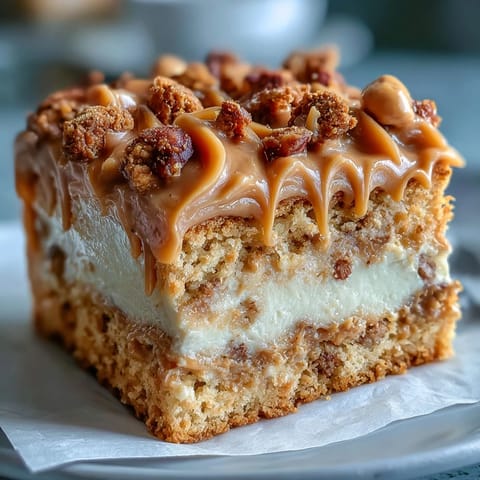 Fein zerbröselte Biscoff-Kekse in der Vanille-Basis und zarte Lotuscreme auf dem Decadent Baked Biscoff Cake.