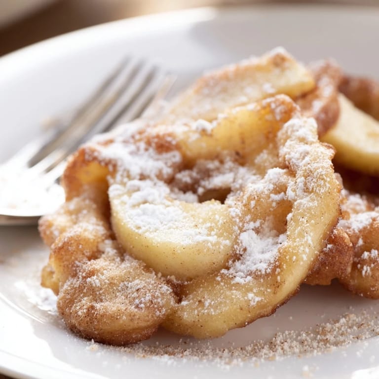 Saftige Apfelringe in zartem Teig, ideal für den Kaffee am Nachmittag.