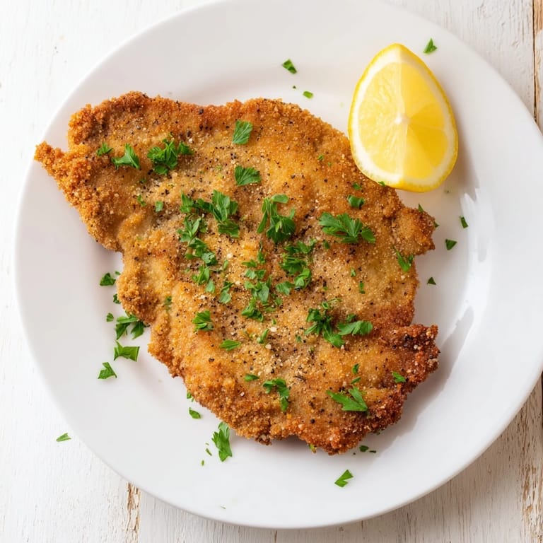 Tender veal cutlets transformed into delicious, golden Air Fryer Wiener Schnitzel with a crispy coating.