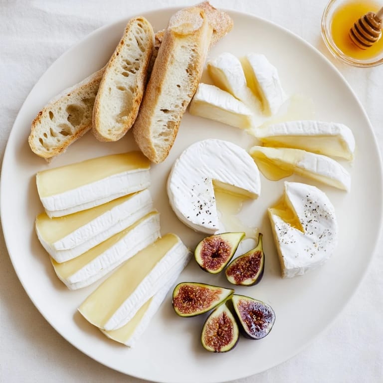 A close-up of a beautifully composed French Bistro Elegance cheese board, ready to serve and enjoy.