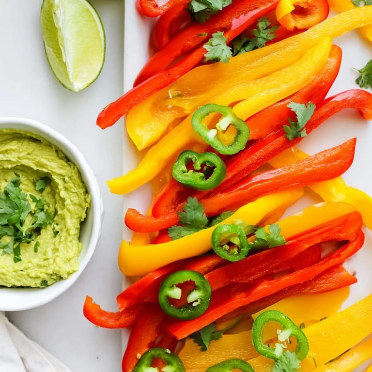 Vibrant Spicy Chili Pepper Fiesta, a Tex-Mex party platter with guacamole, hummus, and crunchy vegetables.