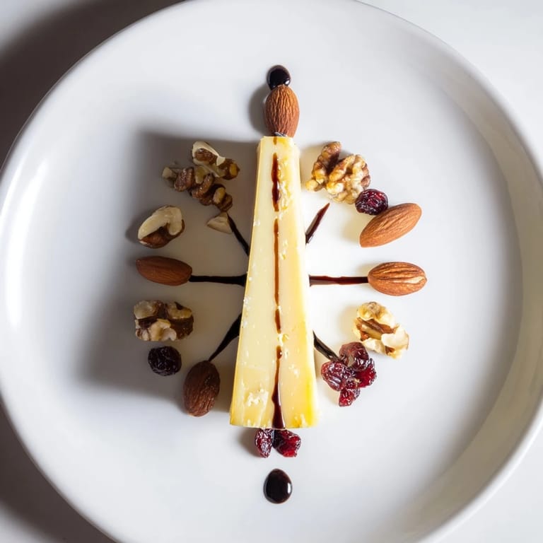 The Sundial cheese platter: a stunning appetizer arranged with nuts circling the hard cheese.