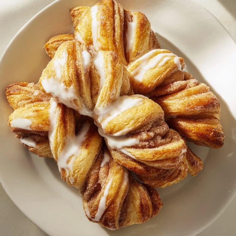 Close-up photo of freshly made Air-Fryer Cinnamon Roll Twists, golden and crispy, ready to be devoured.