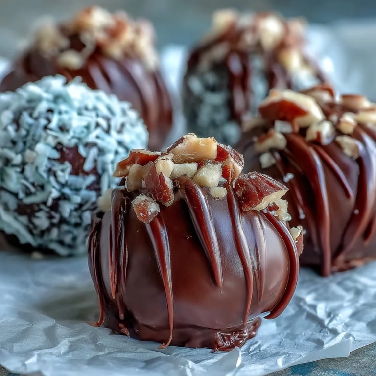 Homemade chocolate truffles rolled in finely chopped pistachios, ready to serve with coffee on a festive platter.