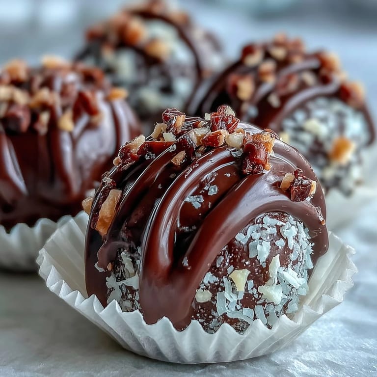 Decadent chocolate truffles with a creamy ganache center, arranged on parchment paper for easy chilling and storage.
