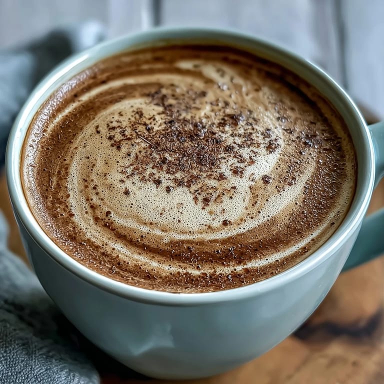 Hojicha Flat White serviert in einer Tasse, perfekt für einen gemütlichen Genussmoment.